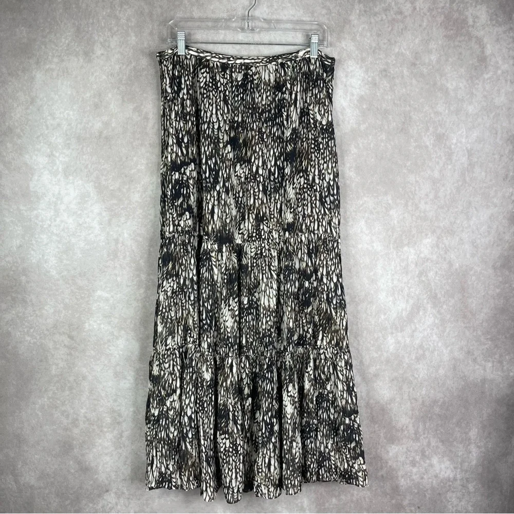 Peruvian Connection Plumage Maxi Skirt‎ In Brown Cream Women's Size US 10